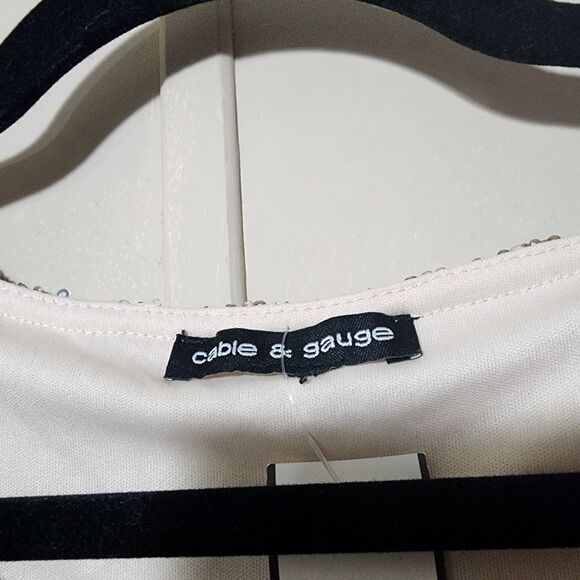 Cable & Gauge Gold Sequin Short Sleeve Puff Dress Size M - Picture 6 of 11